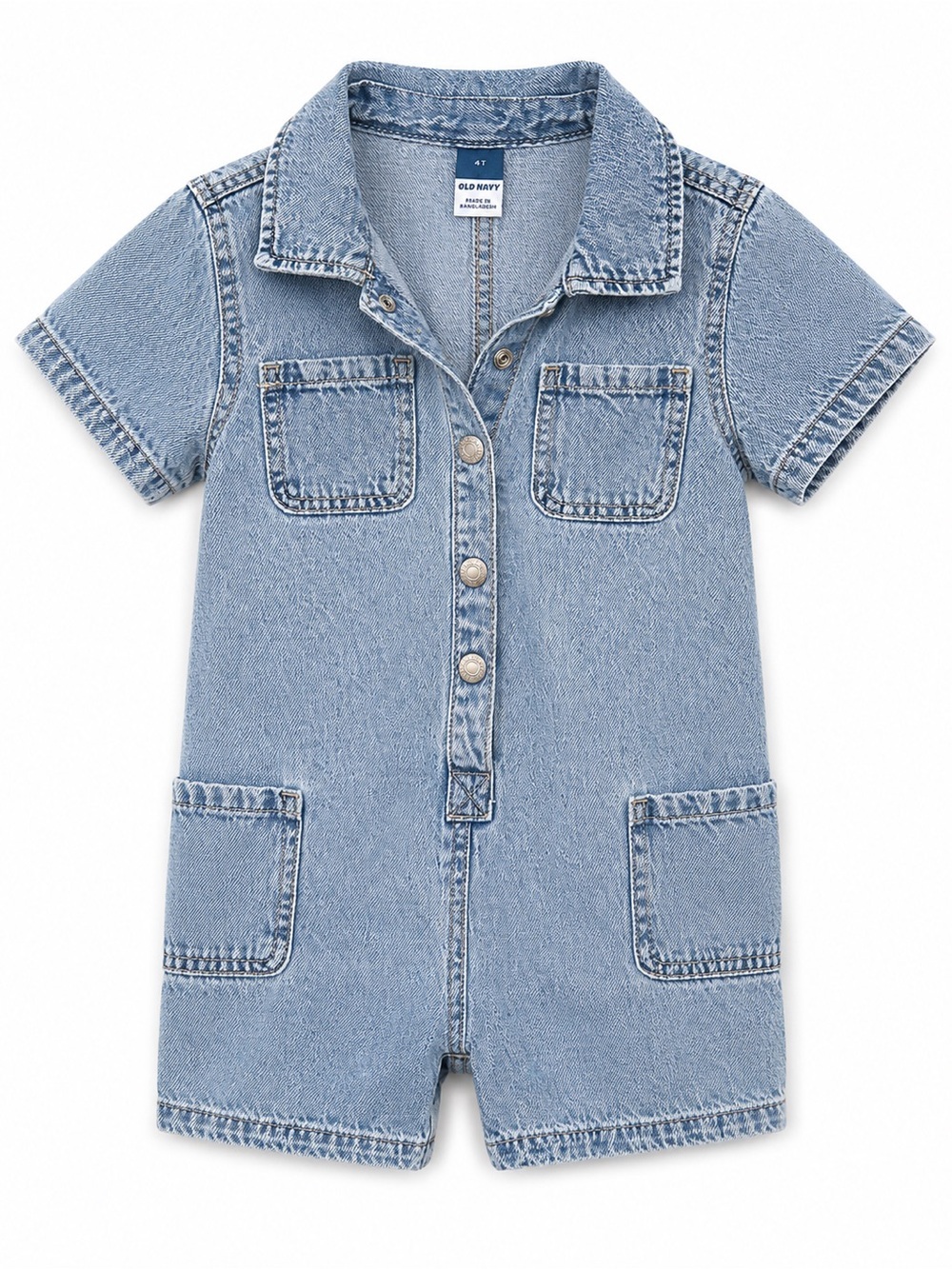 Old Navy Light Wash Denim Short-Sleeve Romper Size 4T